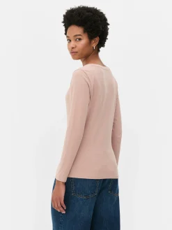 T-shirt Met Lange Mouwen En V-hals