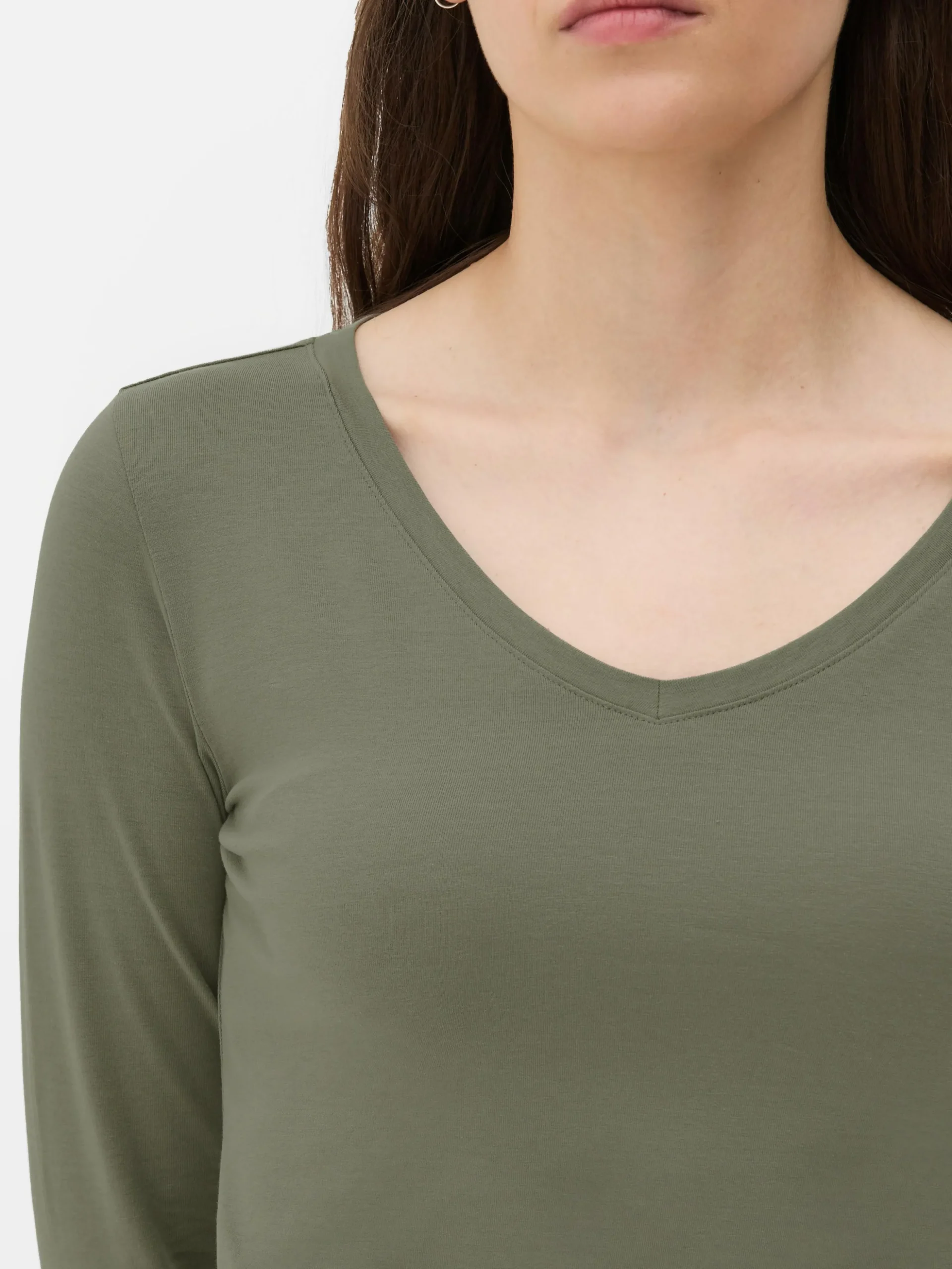 T-shirt Met Lange Mouwen En V-hals