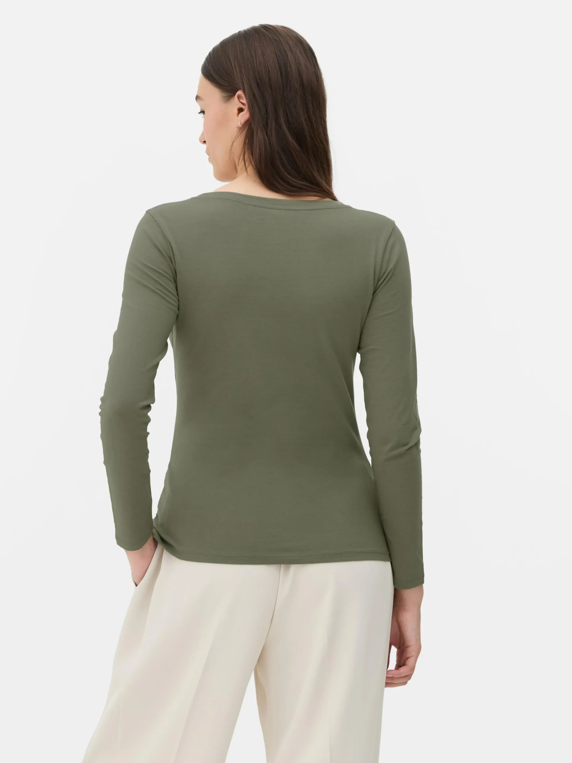 T-shirt Met Lange Mouwen En V-hals