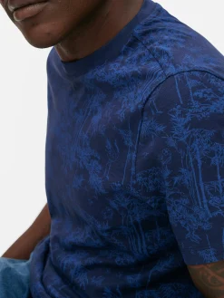 T-shirt Met Ronde Hals En Japanse Bomenpatroon