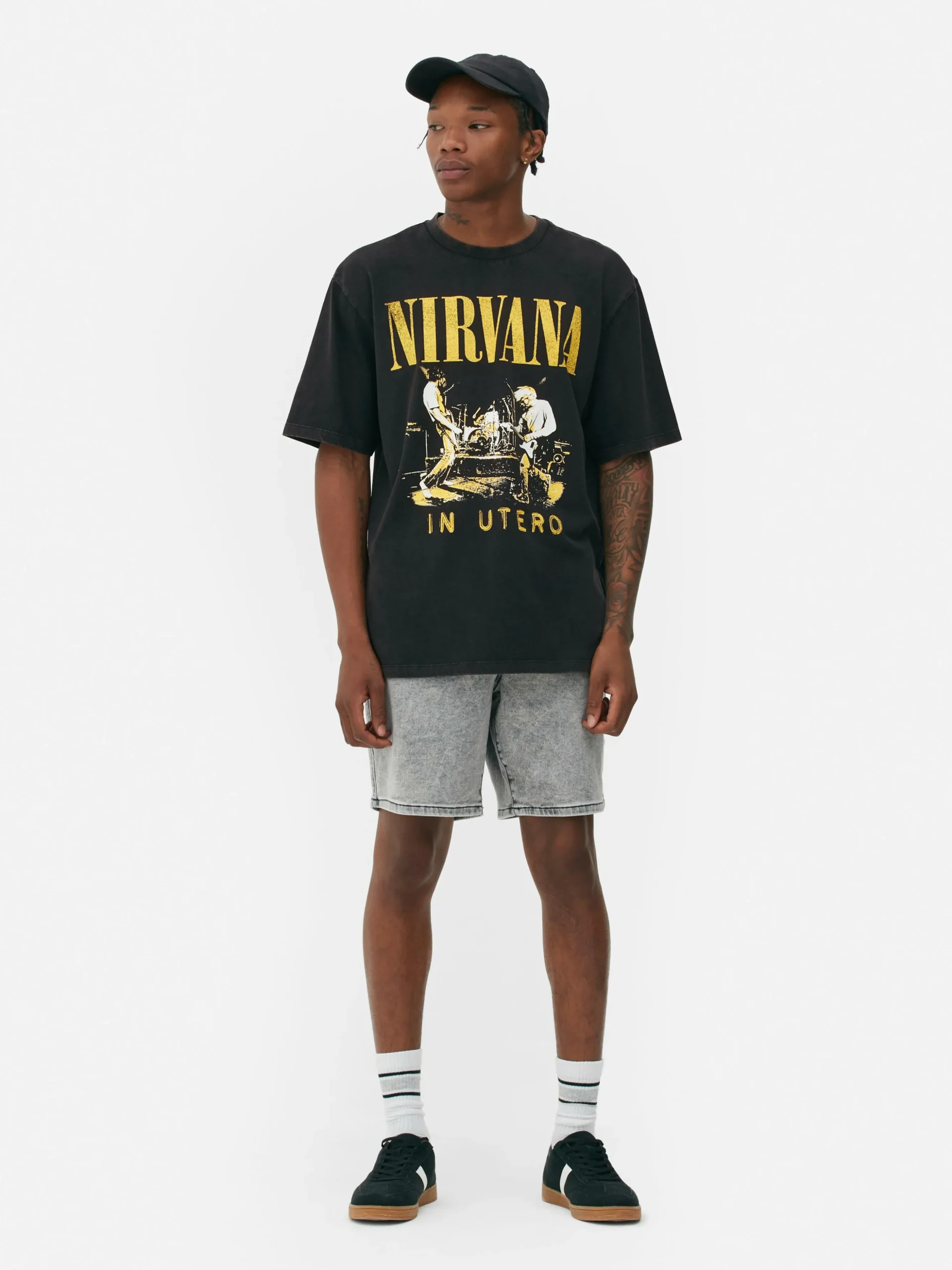 T-shirt Met Verwassen Effect Nirvana