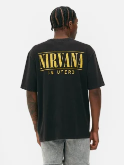 T-shirt Met Verwassen Effect Nirvana