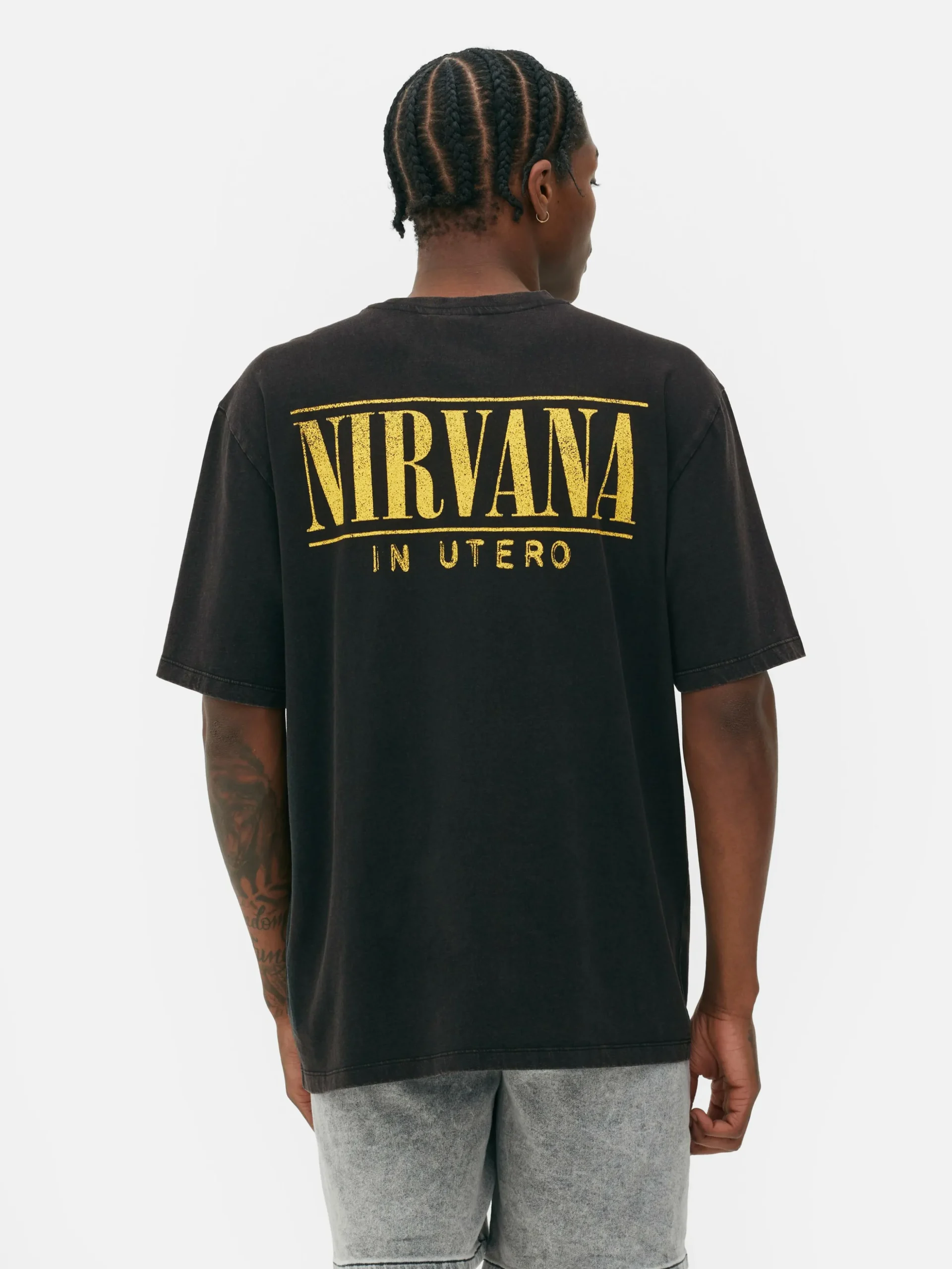 T-shirt Met Verwassen Effect Nirvana