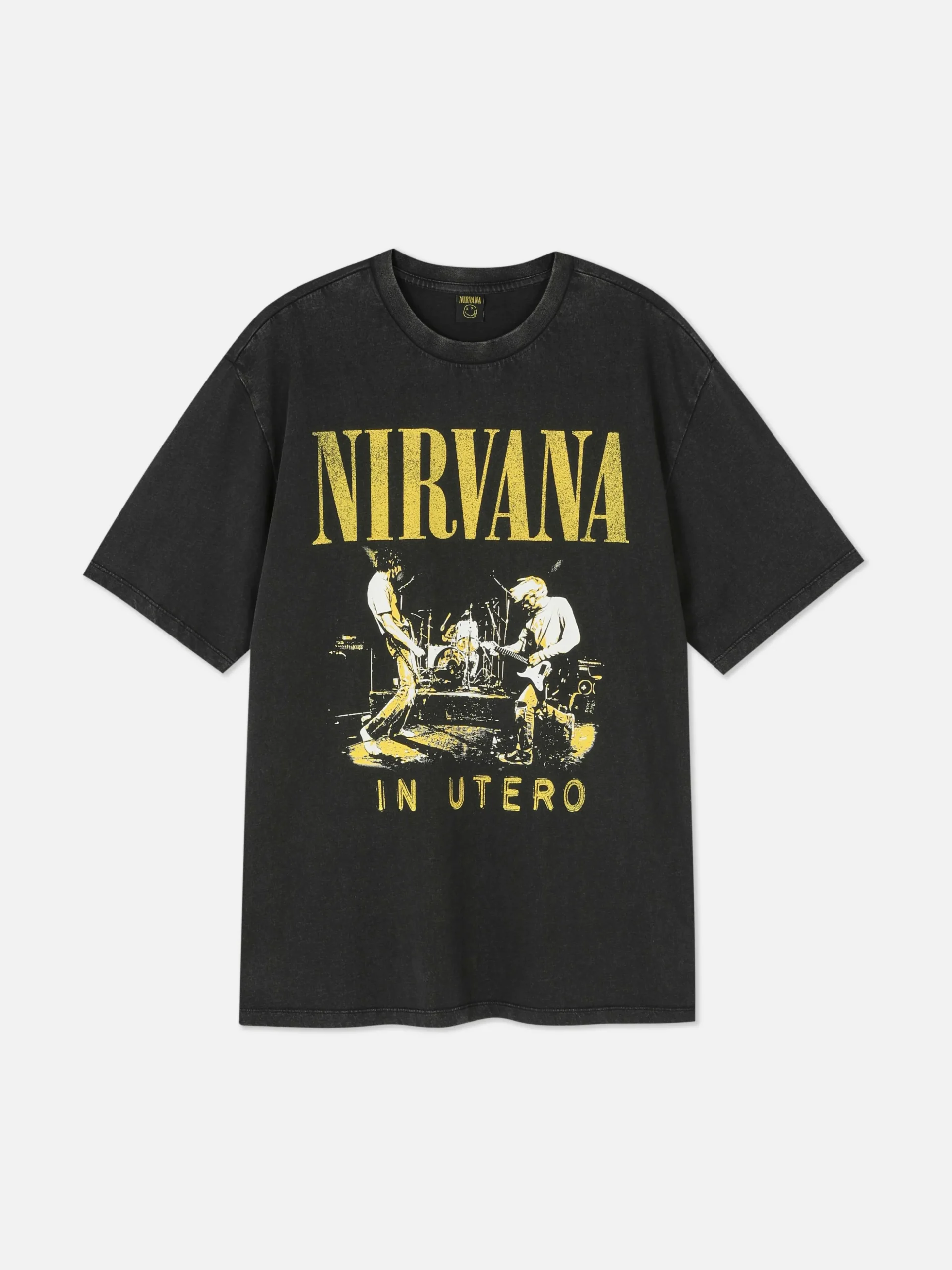 T-shirt Met Verwassen Effect Nirvana