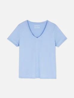 T-shirt Met V-hals En Korte Mouwen