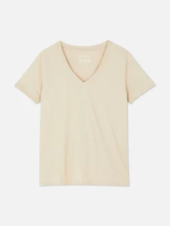 T-shirt Met V-hals En Korte Mouwen
