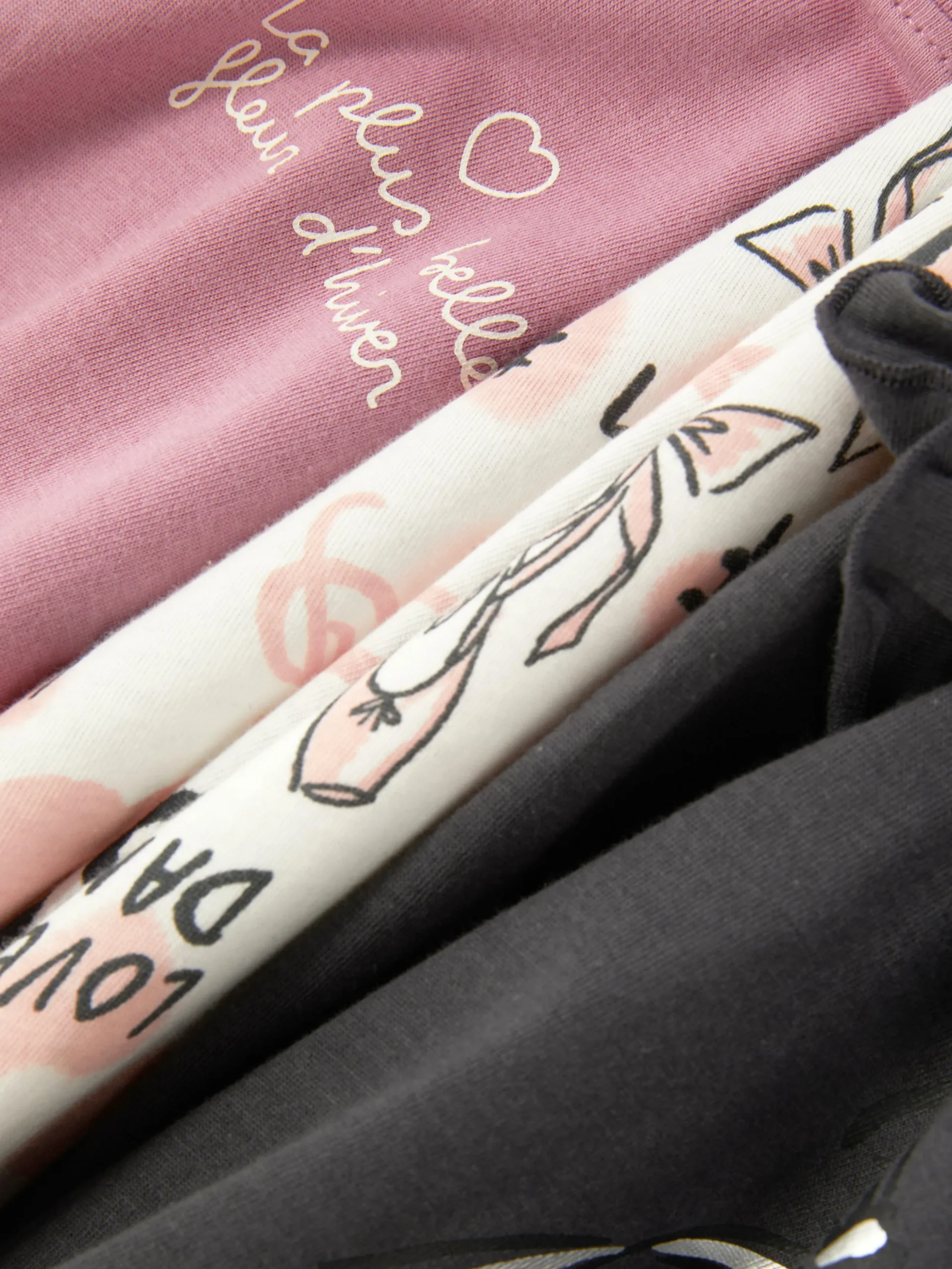T-shirts Met Lange Mouwen En Balletprints, Set Van 3