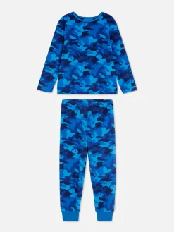 Velours Pyjama Met Camouflageprint