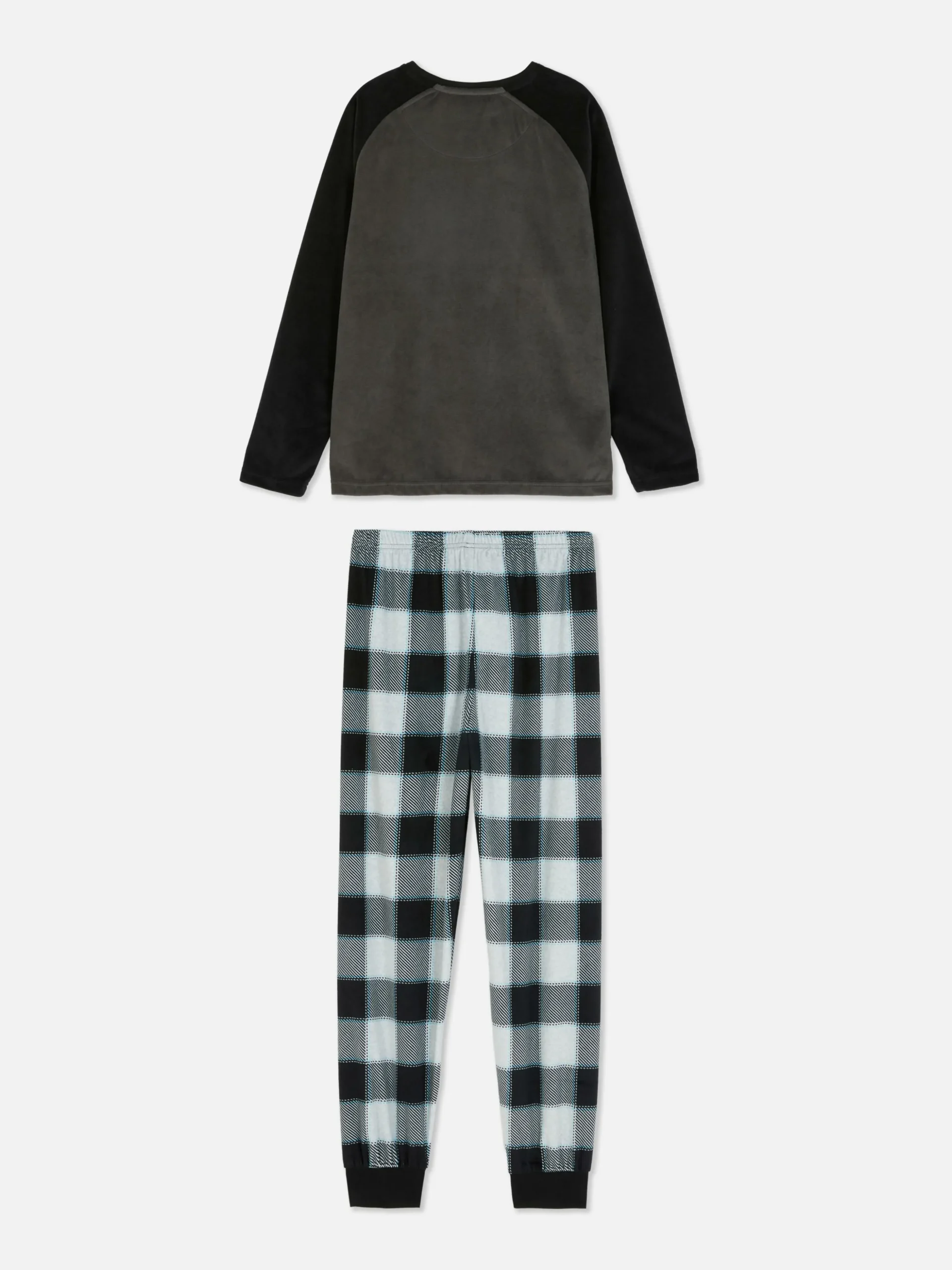 Velours Pyjama Met Ruitmotief